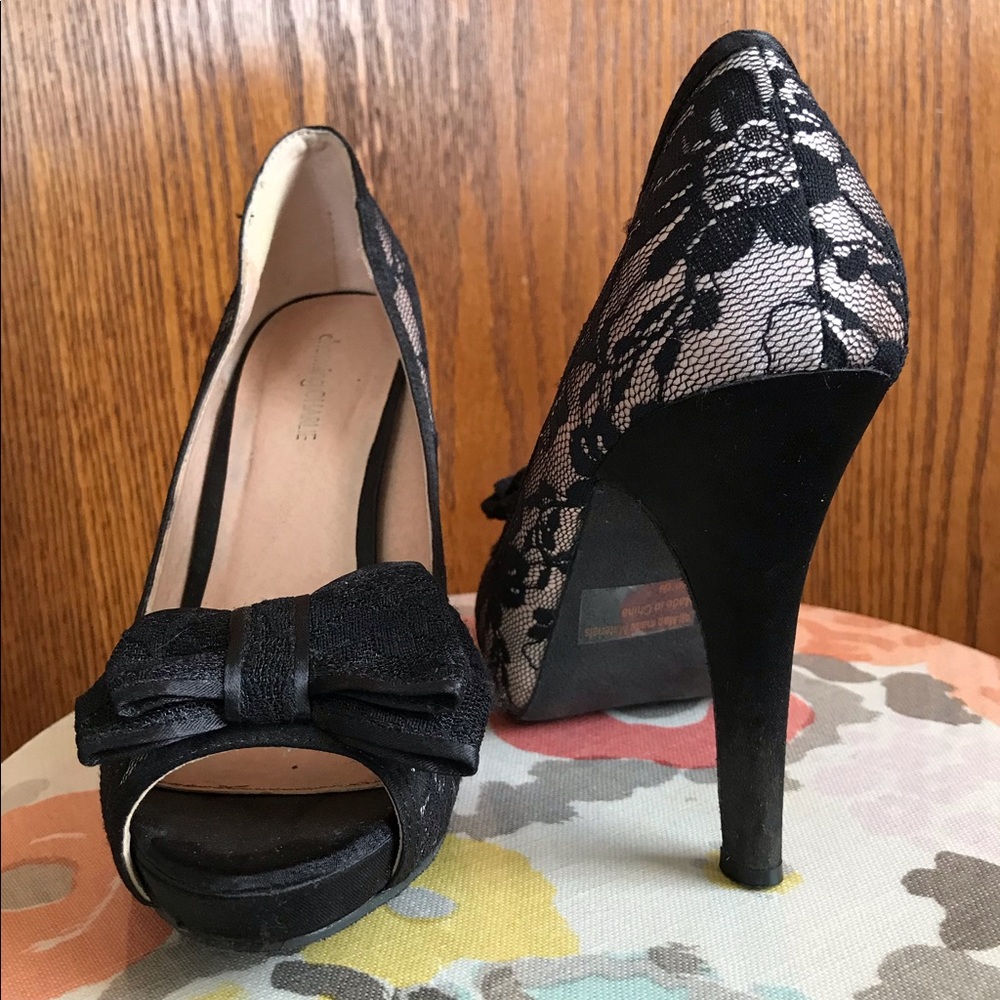 Charming Charlie black lace high heels